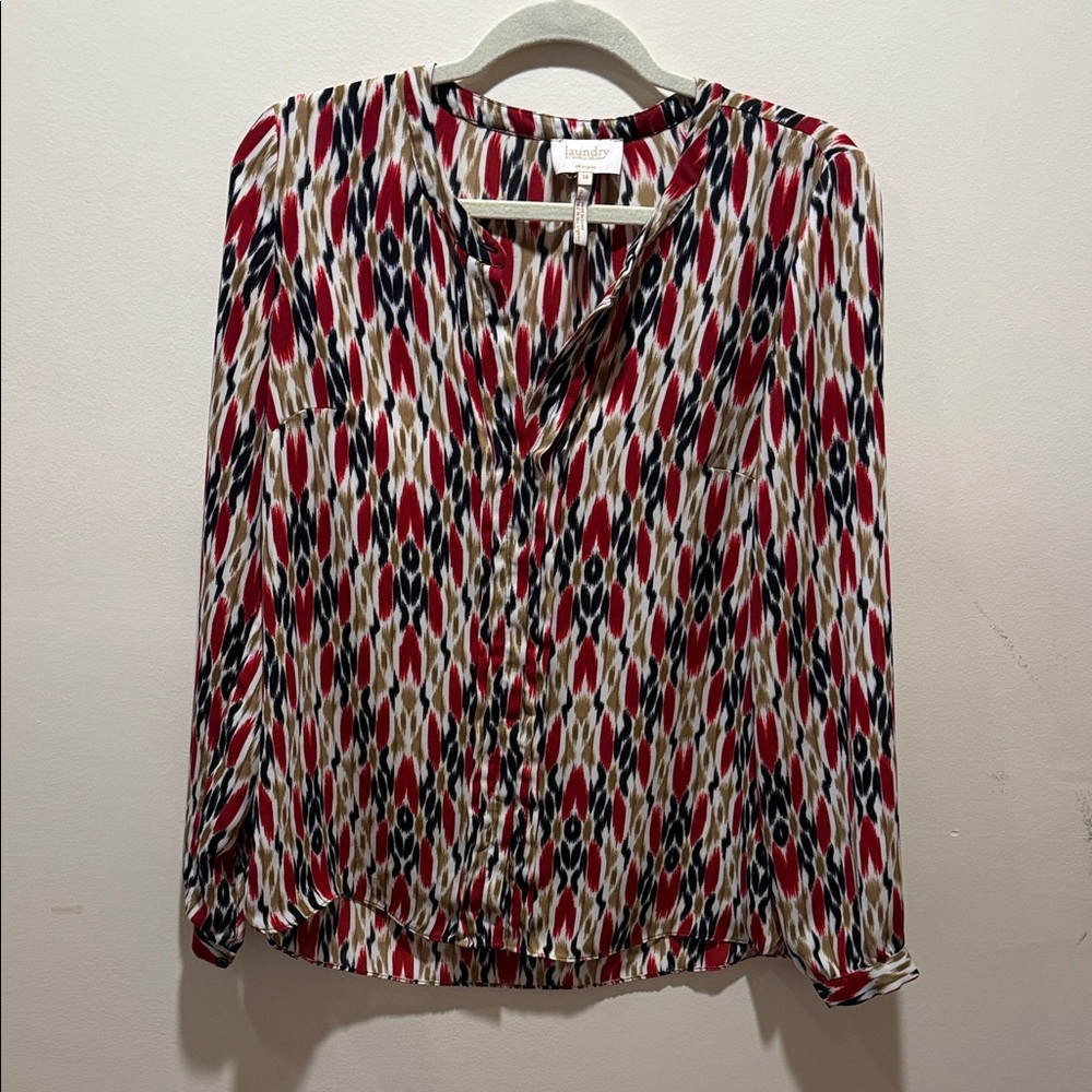 Laundry By Shelli Segal Red and Brown Blouse
